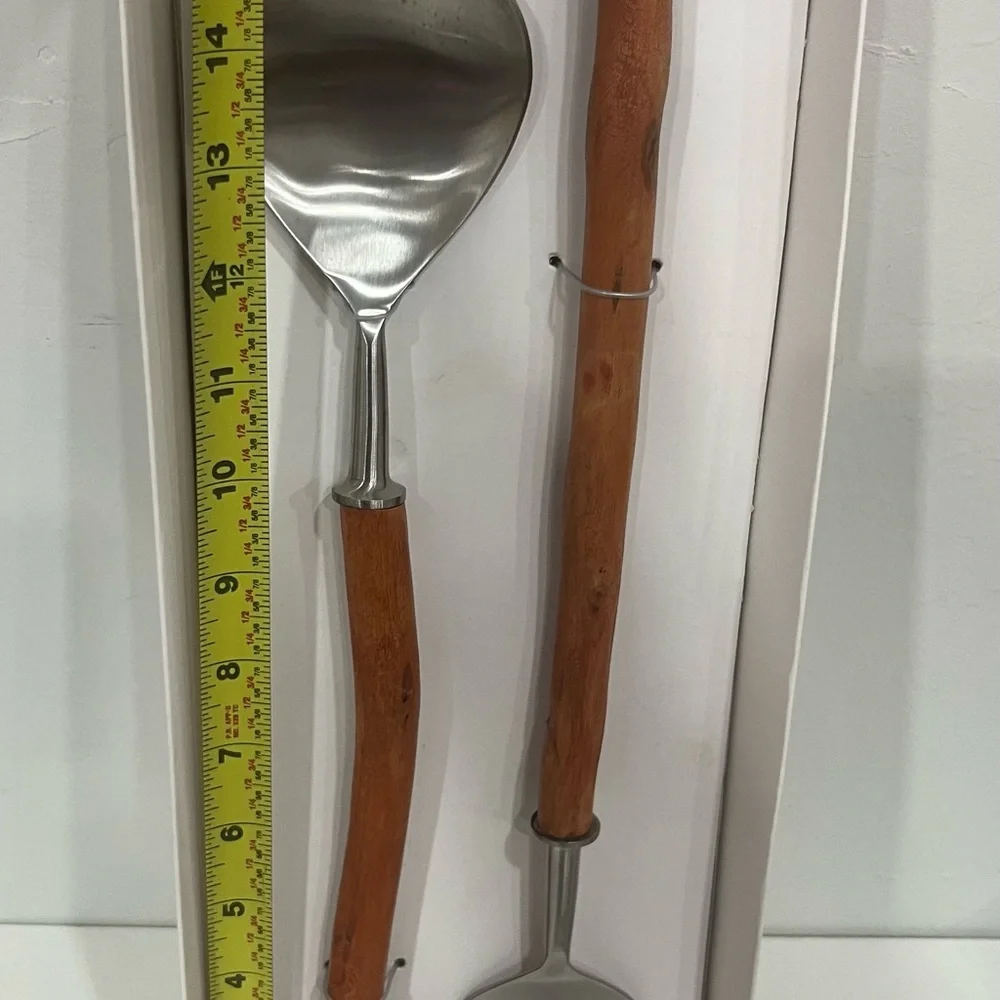 Elegant Silver and Wood Serving Utensil Set